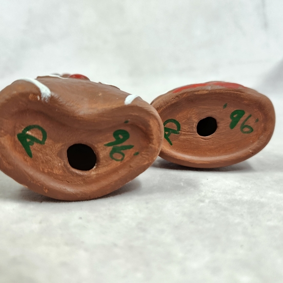 Vintage Painted Ceramic Bisque Gingerbread Couple Christmas Tree Ornaments - Picture 10 of 12